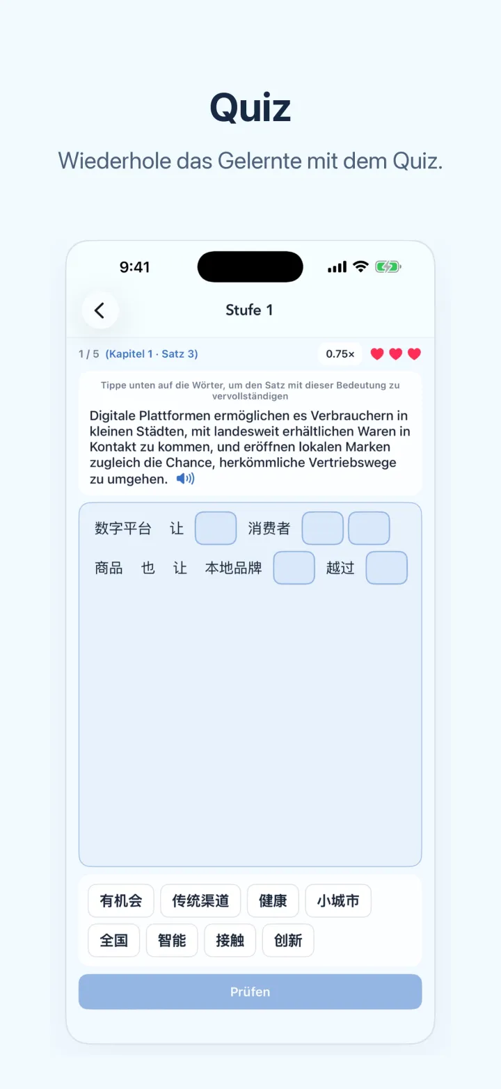 News-Chinesisch lernen auf dem iPhone – Quiz