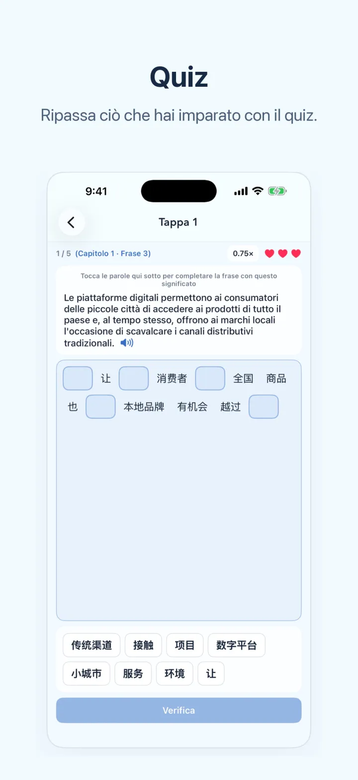 Schermata iPhone di Cinese delle news – Quiz